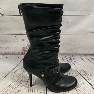Steve Madden Soar Black Ruched Stiletto Boots